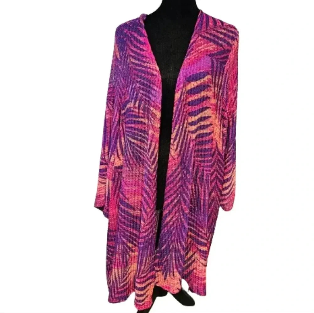 Catherine's Tie-Dye Palm Print Lightweight Cardigan